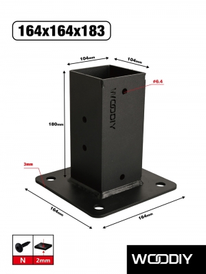 WOODIY Опора столба (стакан) для бруса 100х100